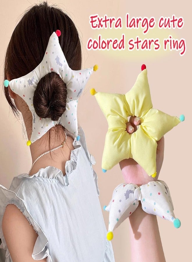 Ouliget Large Satin Scrunchies,Cute Oversized Flower Hair Bands for Girls Women,Creative Hair Ties Ponytail Decorative Headwear for Christmas Party Decoration (Star yellow) - Image 2